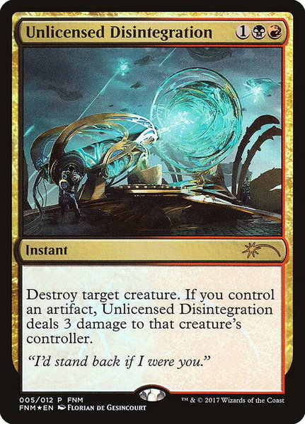 Unlicensed Disintegration - FNM Promos Magic: The Gathering trading card