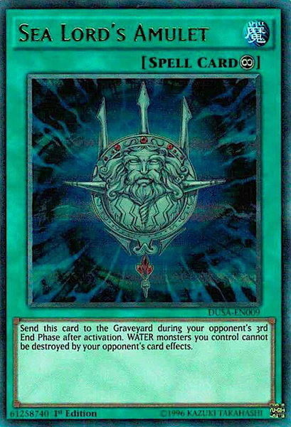 Sea Lord's Amulet trading card from Duelist Saga Sea Lord's Amulet - Duelist Saga YuGiOh trading card