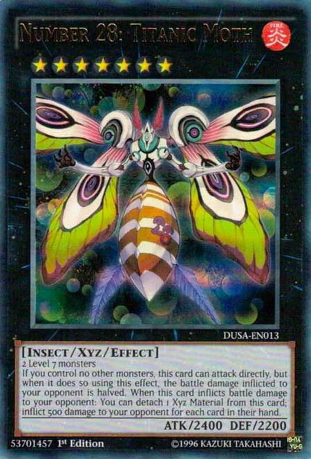 Number 28: Titanic Moth - Duelist Saga YuGiOh trading card