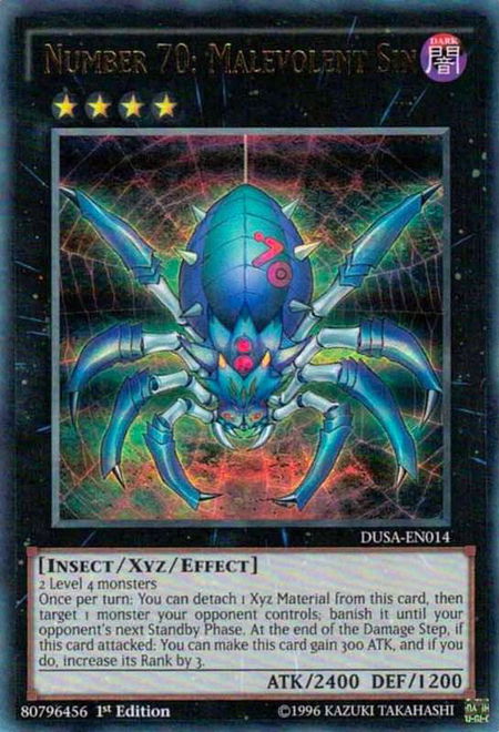 Number 70: Malevolent Sin - Duelist Saga YuGiOh trading card