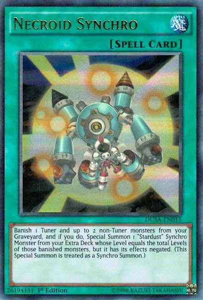 Necroid Synchro trading card from Duelist Saga Necroid Synchro - Duelist Saga YuGiOh trading card