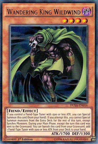 Wandering King Wildwind trading card from Duelist Saga Wandering King Wildwind - Duelist Saga YuGiOh trading card