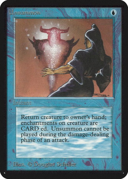 Unsummon trading card from Alpha Edition Unsummon - Alpha Edition Magic: The Gathering trading card