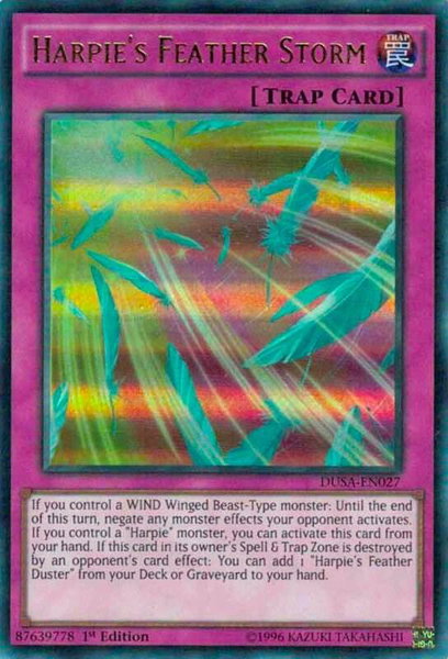 Harpie's Feather Storm trading card from Duelist Saga Harpie's Feather Storm - Duelist Saga YuGiOh trading card