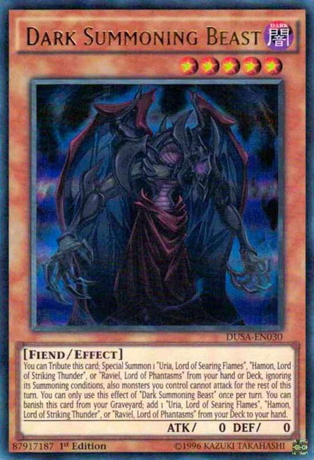 Dark Summoning Beast - Duelist Saga YuGiOh trading card