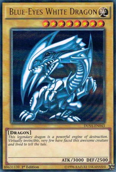 Blue-Eyes White Dragon trading card from Duelist Saga Blue-Eyes White Dragon - Duelist Saga YuGiOh trading card