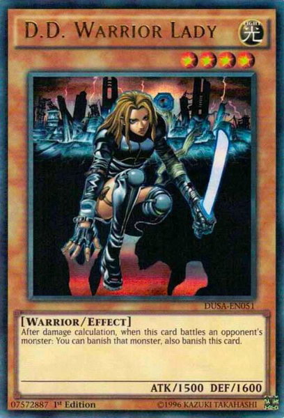 D.D. Warrior Lady trading card from Duelist Saga D.D. Warrior Lady - Duelist Saga YuGiOh trading card
