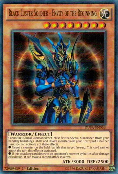 Black Luster Soldier - Envoy of the Beginning trading card from Duelist Saga Black Luster Soldier - Envoy of the Beginning - Duelist Saga YuGiOh trading card