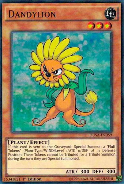 Dandylion trading card from Duelist Saga Dandylion - Duelist Saga YuGiOh trading card