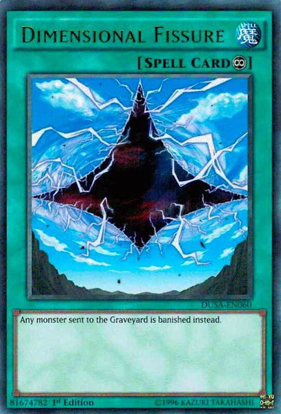 Dimensional Fissure trading card from Duelist Saga Dimensional Fissure - Duelist Saga YuGiOh trading card