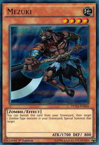 Mezuki trading card from Duelist Saga Mezuki - Duelist Saga YuGiOh trading card