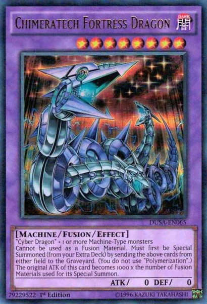 Chimeratech Fortress Dragon trading card from Duelist Saga Chimeratech Fortress Dragon - Duelist Saga YuGiOh trading card