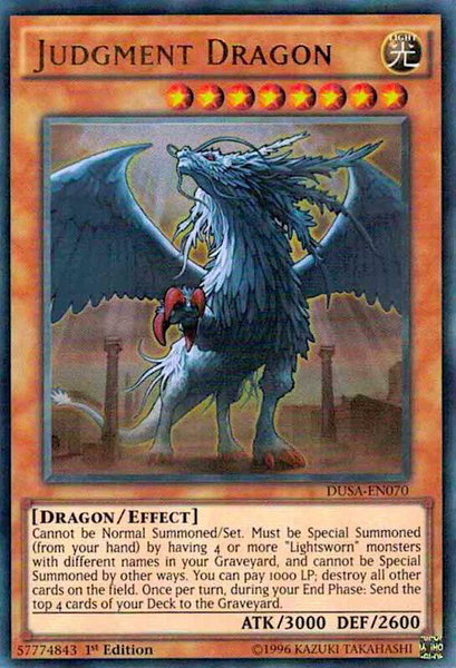 Judgment Dragon trading card from Duelist Saga Judgment Dragon - Duelist Saga YuGiOh trading card