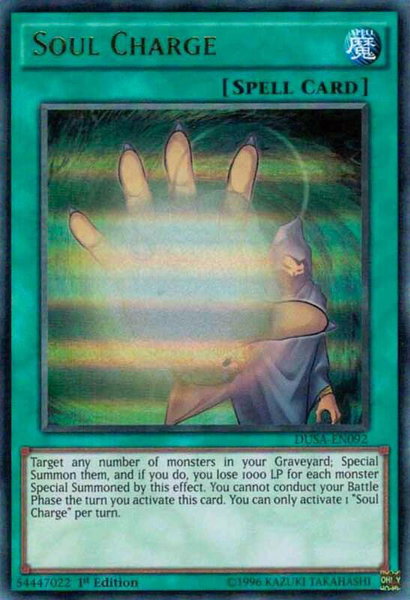 Soul Charge trading card from Duelist Saga Soul Charge - Duelist Saga YuGiOh trading card