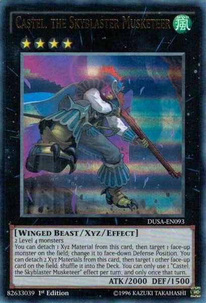 Castel, the Skyblaster Musketeer trading card from Duelist Saga Castel, the Skyblaster Musketeer - Duelist Saga YuGiOh trading card