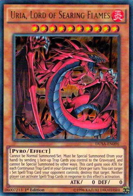 Uria, Lord of Searing Flames - Duelist Saga YuGiOh trading card