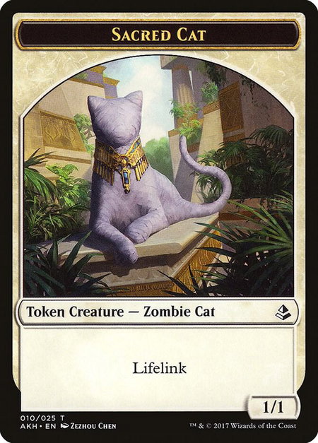 Sacred Cat Token trading card from Amonkhet Sacred Cat Token - Amonkhet Magic: The Gathering trading card