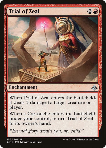 Trial of Zeal trading card from Amonkhet Trial of Zeal - Amonkhet Magic: The Gathering trading card