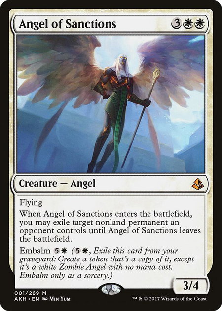 Angel of Sanctions trading card from Amonkhet Angel of Sanctions - Amonkhet Magic: The Gathering trading card