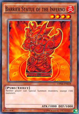 Barrier Statue of the Inferno trading card from OTS Tournament Pack 4 Barrier Statue of the Inferno - OTS Tournament Pack 4 YuGiOh trading card