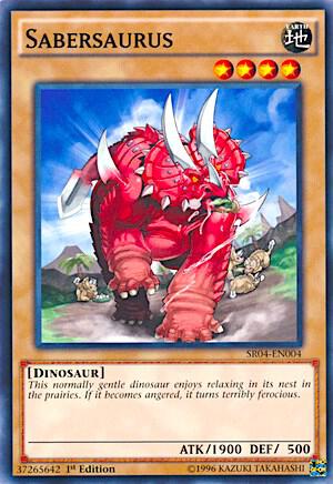 Sabersaurus trading card from Structure Deck: Dinosmasher's Fury Sabersaurus - Structure Deck: Dinosmasher's Fury YuGiOh trading card