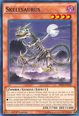 Skelesaurus trading card from Structure Deck: Dinosmasher's Fury Skelesaurus - Structure Deck: Dinosmasher's Fury YuGiOh trading card