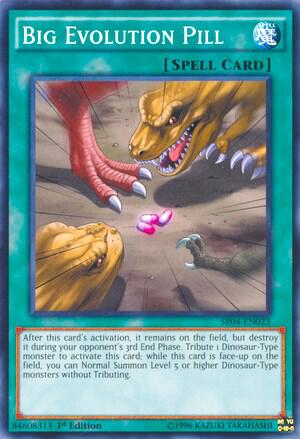 Big Evolution Pill trading card from Structure Deck: Dinosmasher's Fury Big Evolution Pill - Structure Deck: Dinosmasher's Fury YuGiOh trading card