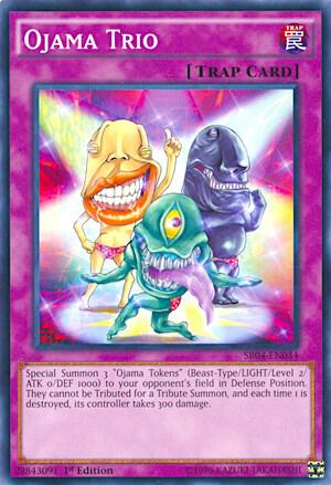 Ojama Trio trading card from Structure Deck: Dinosmasher's Fury Ojama Trio - Structure Deck: Dinosmasher's Fury YuGiOh trading card