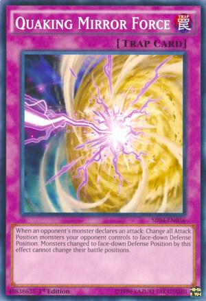 Quaking Mirror Force trading card from Structure Deck: Dinosmasher's Fury Quaking Mirror Force - Structure Deck: Dinosmasher's Fury YuGiOh trading card