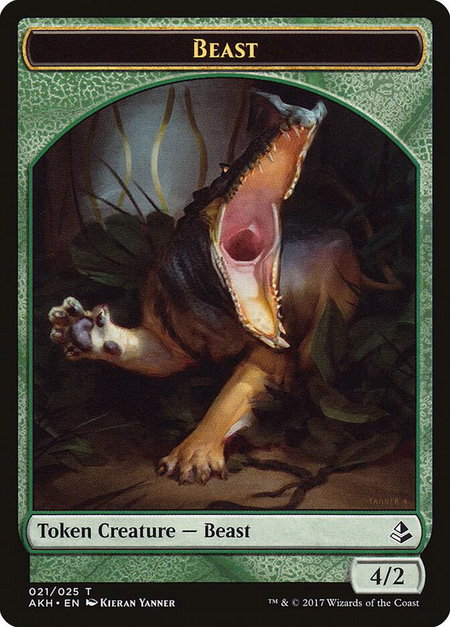 Beast Token trading card from Amonkhet Beast Token - Amonkhet Magic: The Gathering trading card