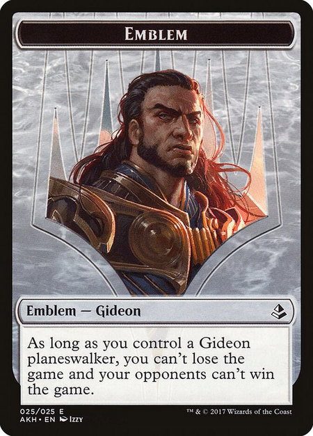 Emblem - Gideon of the Trials trading card from Amonkhet Emblem - Gideon of the Trials - Amonkhet Magic: The Gathering trading card