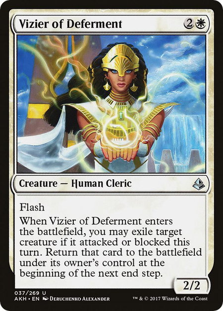 Vizier of Deferment trading card from Amonkhet Vizier of Deferment - Amonkhet Magic: The Gathering trading card