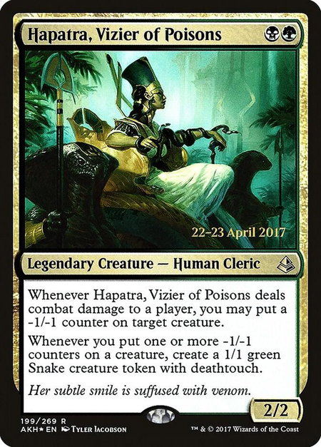 Hapatra, Vizier of Poisons - Prerelease Cards Magic: The Gathering trading card
