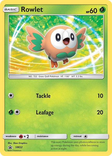 Rowlet - SM22 trading card from SM Promos Rowlet - SM22 - SM Promos Pokémon trading card