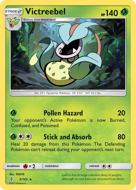 Victreebel trading card from SM - Guardians Rising Victreebel - SM - Guardians Rising Pokémon trading card
