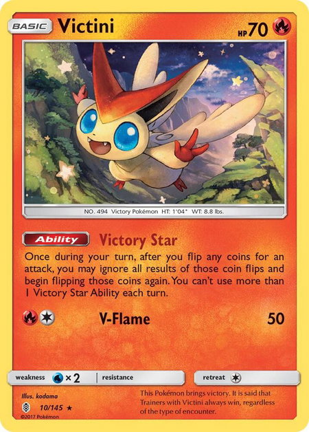 Victini trading card from SM - Guardians Rising Victini - SM - Guardians Rising Pokémon trading card
