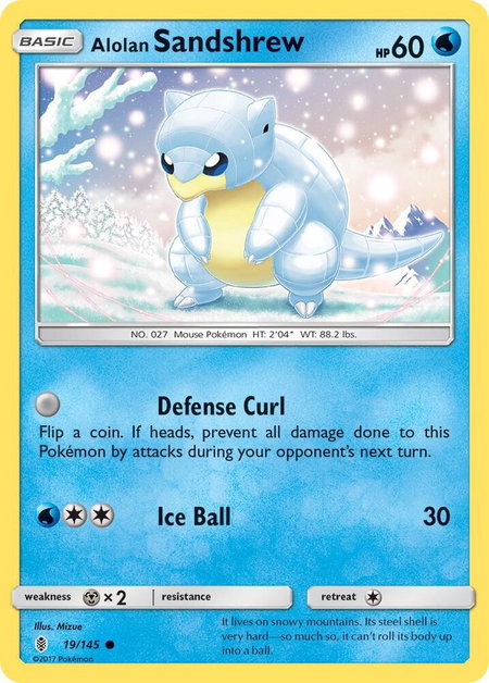 Alolan Sandshrew trading card from SM - Guardians Rising Alolan Sandshrew - SM - Guardians Rising Pokémon trading card