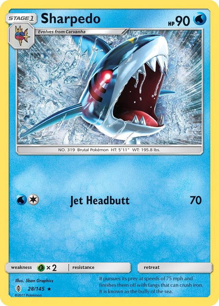 Sharpedo trading card from SM - Guardians Rising Sharpedo - SM - Guardians Rising Pokémon trading card