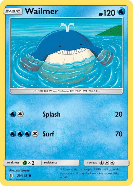 Wailmer trading card from SM - Guardians Rising Wailmer - SM - Guardians Rising Pokémon trading card