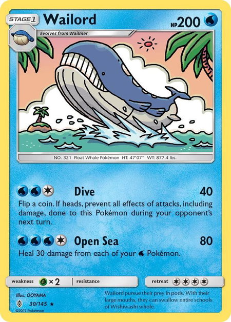 Wailord - SM - Guardians Rising Pokémon trading card