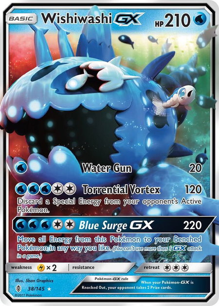Wishiwashi GX trading card from SM - Guardians Rising Wishiwashi GX - SM - Guardians Rising Pokémon trading card