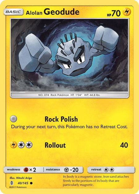 Alolan Geodude trading card from SM - Guardians Rising Alolan Geodude - SM - Guardians Rising Pokémon trading card