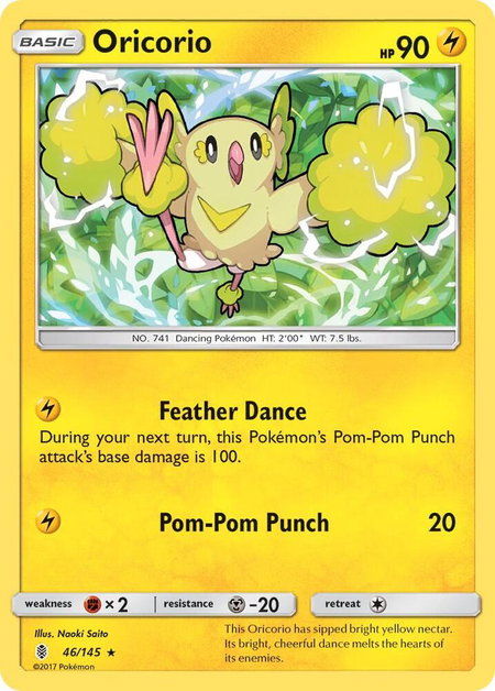 Oricorio (46) trading card from SM - Guardians Rising Oricorio (46) - SM - Guardians Rising Pokémon trading card