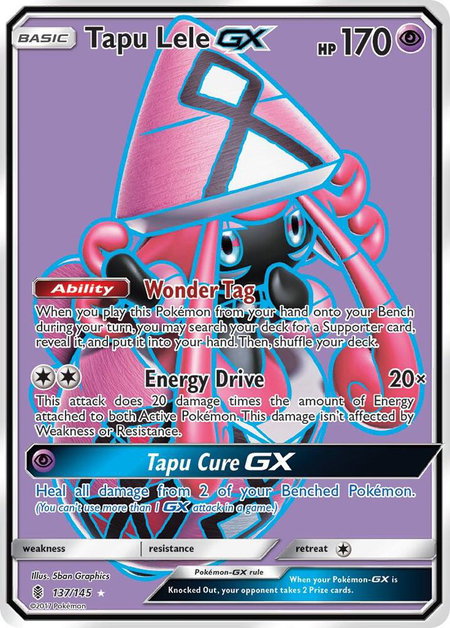 Tapu Lele GX (Full Art) trading card from SM - Guardians Rising Tapu Lele GX (Full Art) - SM - Guardians Rising Pokémon trading card
