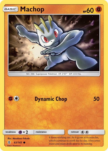 Machop (63) trading card from SM - Guardians Rising Machop (63) - SM - Guardians Rising Pokémon trading card