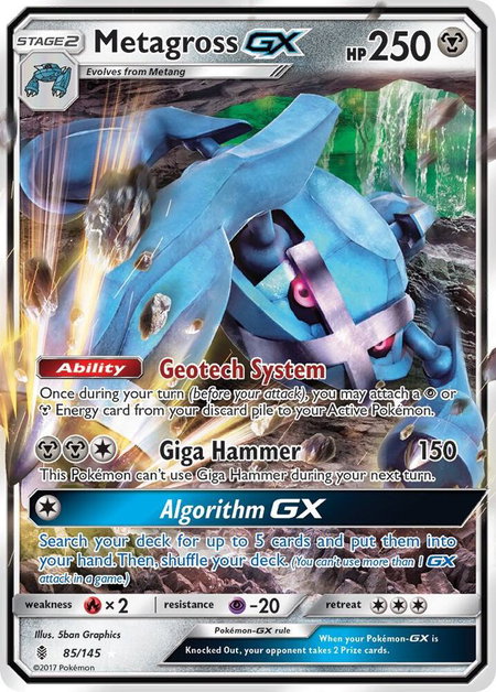 Metagross GX trading card from SM - Guardians Rising Metagross GX - SM - Guardians Rising Pokémon trading card
