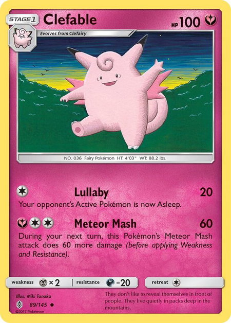Clefable trading card from SM - Guardians Rising Clefable - SM - Guardians Rising Pokémon trading card