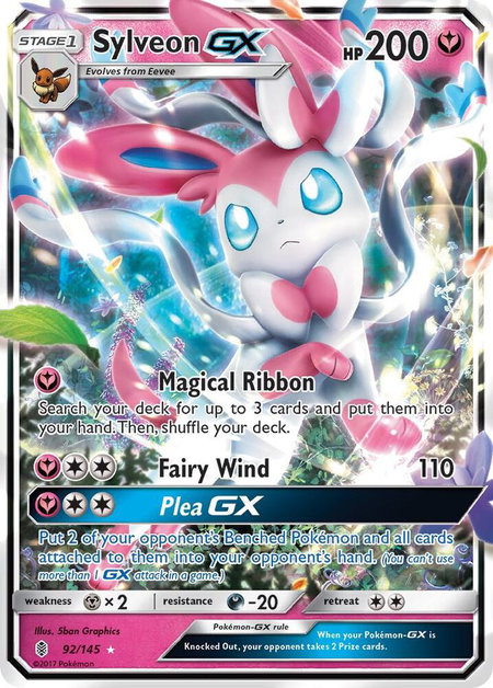 Sylveon GX trading card from SM - Guardians Rising Sylveon GX - SM - Guardians Rising Pokémon trading card