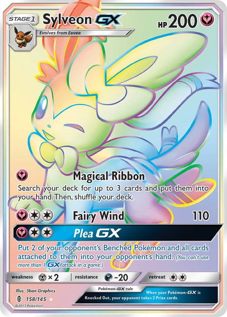 Sylveon GX (Secret) trading card from SM - Guardians Rising Sylveon GX (Secret) - SM - Guardians Rising Pokémon trading card