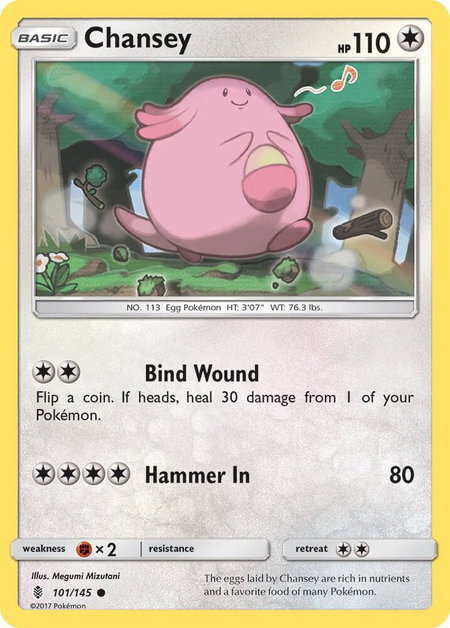 Chansey trading card from SM - Guardians Rising Chansey - SM - Guardians Rising Pokémon trading card